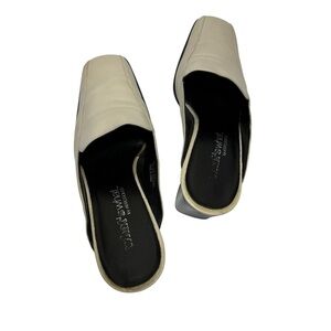 Women's Elegant Cream Leather Mules